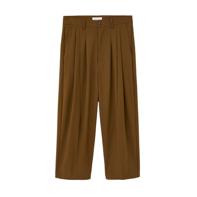 2 TUCK WID TROUSERS BROWN