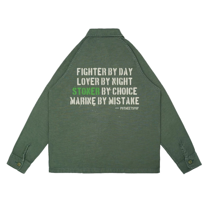 FATTY FATIGUE SHIRT REVERSE SATIN WASHED OLIVE