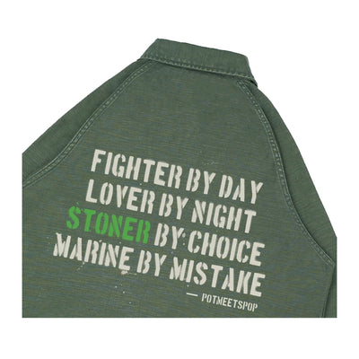 FATTY FATIGUE SHIRT REVERSE SATIN WASHED OLIVE