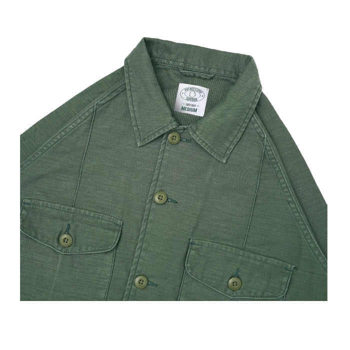 FATTY FATIGUE SHIRT REVERSE SATIN WASHED OLIVE