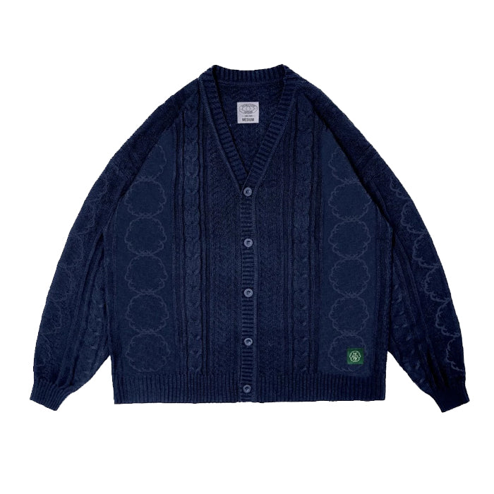 HERB CABLE KNIT CARDIGAN NAVY