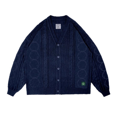 HERB CABLE KNIT CARDIGAN NAVY