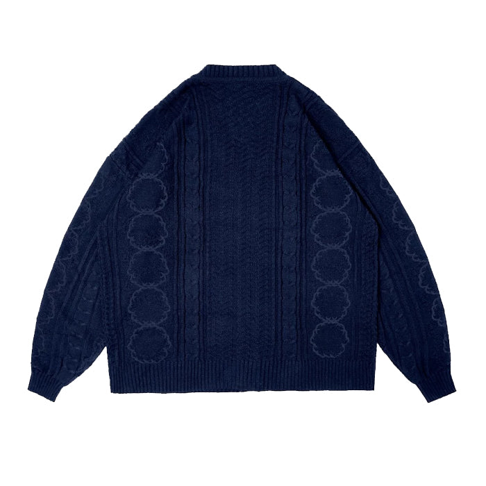 HERB CABLE KNIT CARDIGAN NAVY