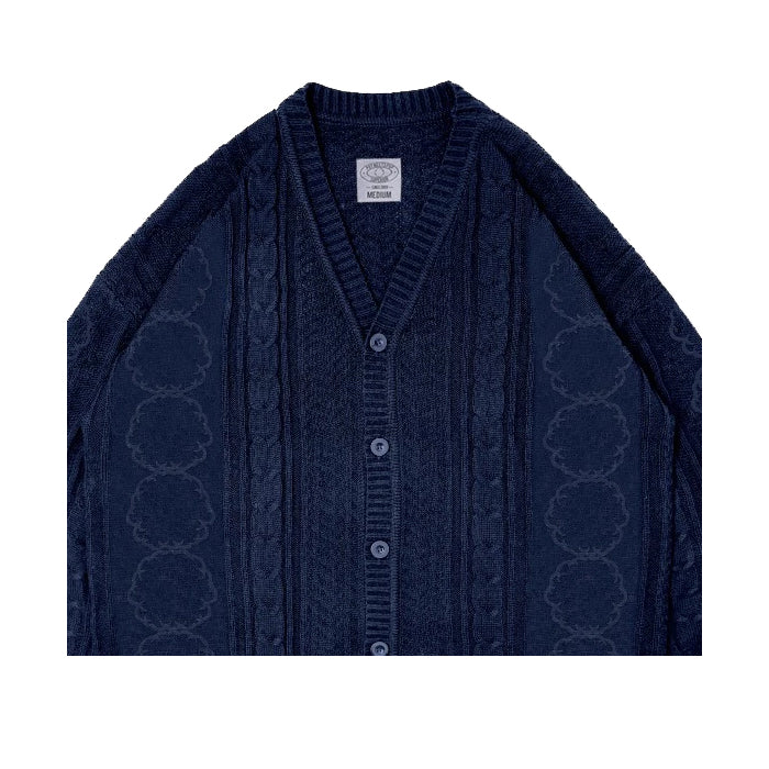 HERB CABLE KNIT CARDIGAN NAVY