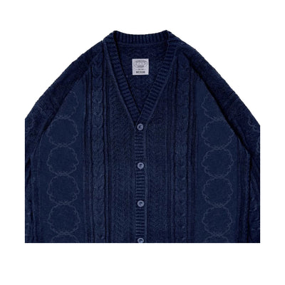 HERB CABLE KNIT CARDIGAN NAVY