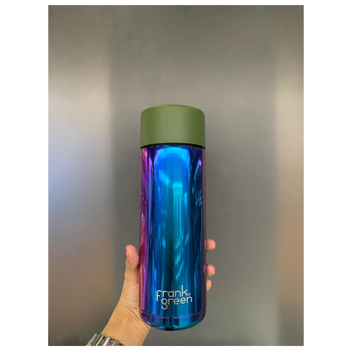 20oz SSC Bottle Chrome Rainbow+ Flip Straw Lid,Khaki + Strap Khaki +Straw 170mm
