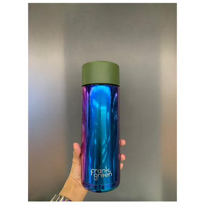 20oz SSC Bottle Chrome Rainbow+ Flip Straw Lid,Khaki + Strap Khaki +Straw 170mm
