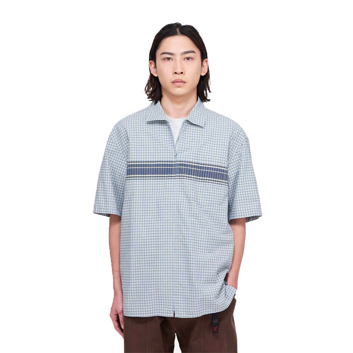 ZIP UP WAVE SHIRT BLUE