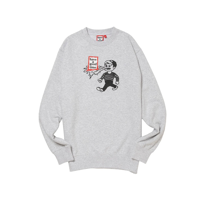 Throw Up Man Frame Crewneck Gray