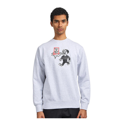 Throw Up Man Frame Crewneck Gray