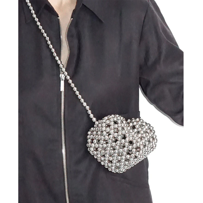 3D Heart Bag Silver