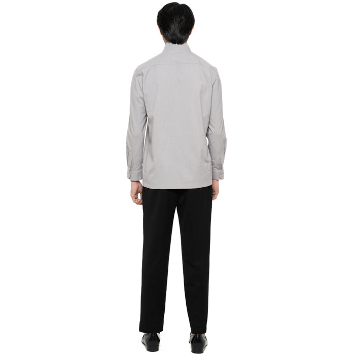 GREY COLLARLESS PART 5 WITH DOUBLE PLACKET LONGSLEEVES SHIRT