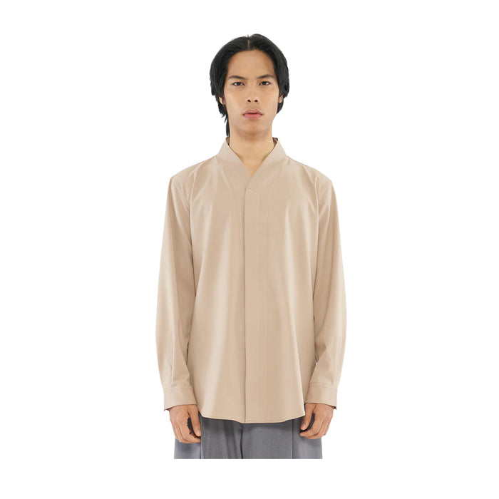 DARK BEIGE COLLARLESS LONG SLEEVES SHIRT PART 5 JR