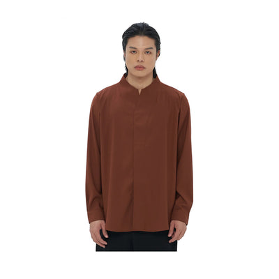 TERRACOTTA COLLARLESS LONG SLEEVES SHIRT PART 1 JS