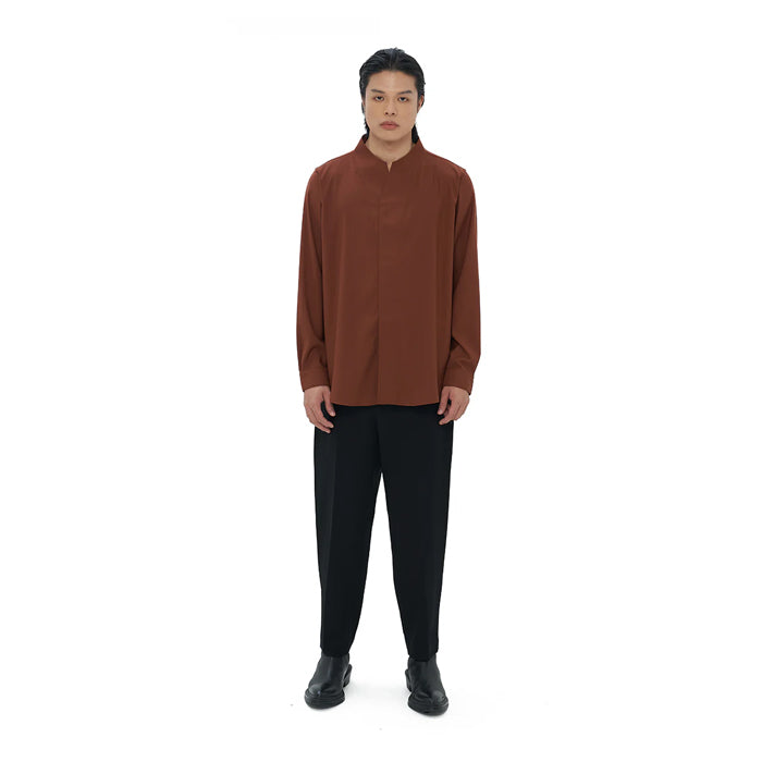 TERRACOTTA COLLARLESS LONG SLEEVES SHIRT PART 1 JS