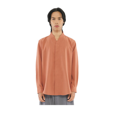 SALMON COLLARLESS LONG SLEEVES SHIRT PART 5