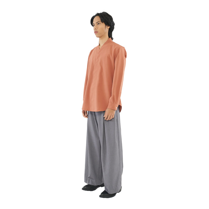 SALMON COLLARLESS LONG SLEEVES SHIRT PART 5