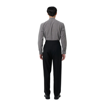 BLACK DROPPED CROTCH PANTS WITH OVERLAP WAISTBAND JS