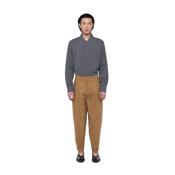 KHAKI CARROT PANTS WITH PLEATS JR